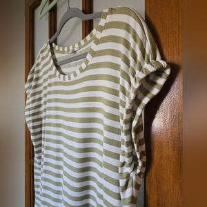 Jane and Delancey Green White Striped Shirt